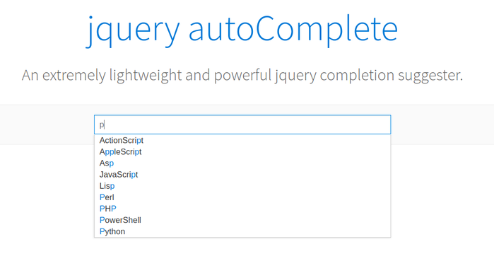 Phương thức Autocomplete của jQuery