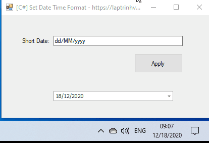 Cấu hình định dạng ngày tháng, thời gian trên Windows cho ứng dụng Winform