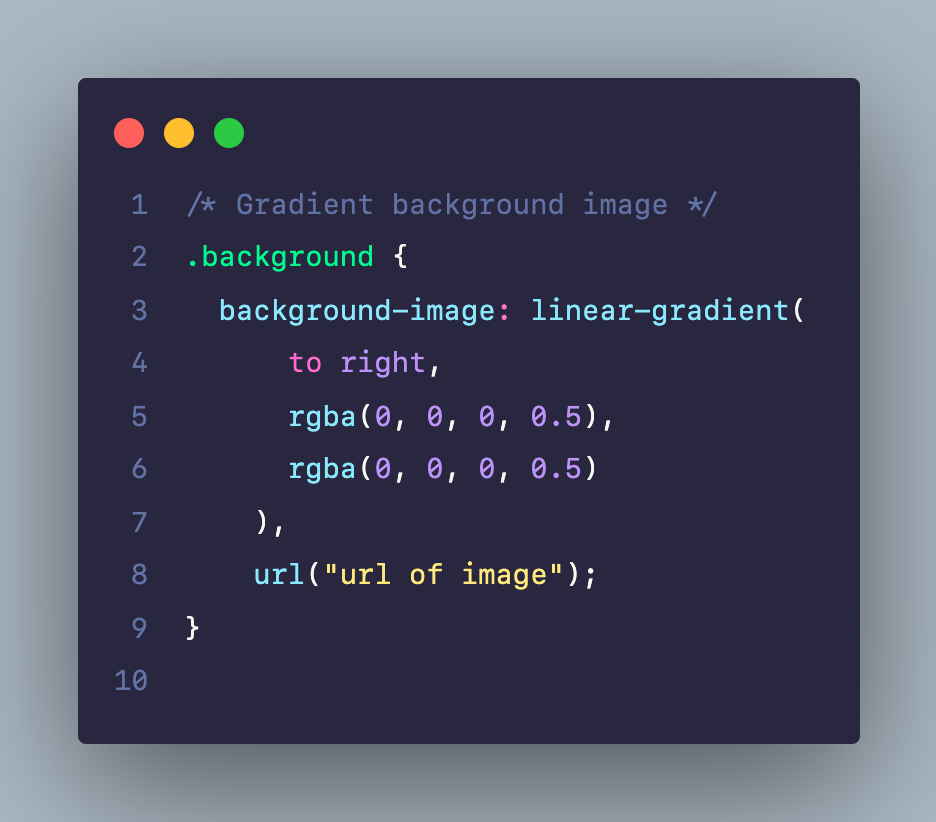 Cách tạo Background-image linear-gradient(rgba(0 0 0 0.5) rgba(0 0 0 0.5)) đơn giản với CSS3