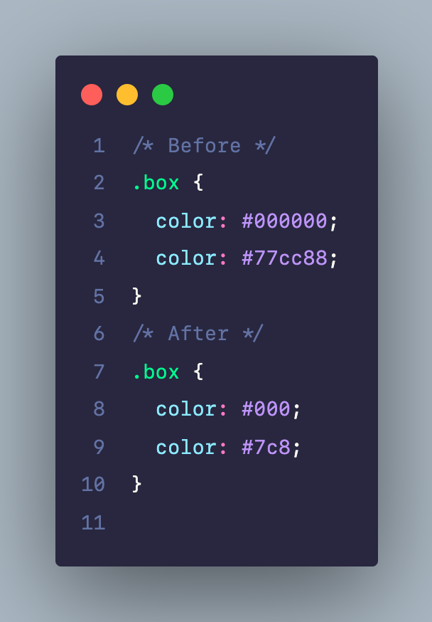 Viết rút gọn code CSS cho giá trị về màu sắc