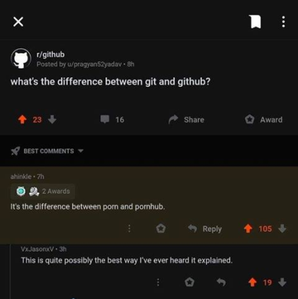 GIT vs Github, and porn vs pornhub