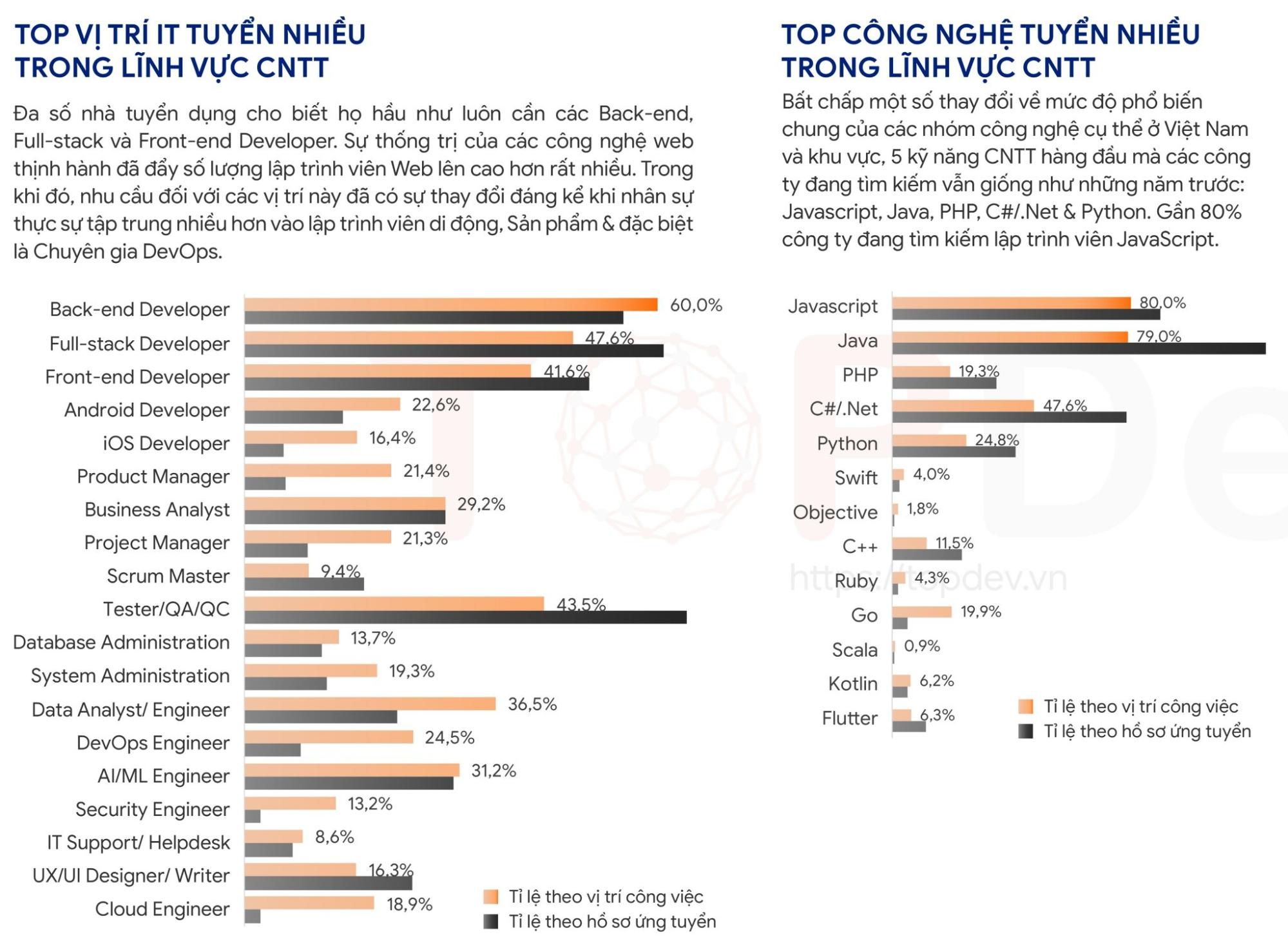 Các vị trí và kỹ năng HOT trong thị trường việc làm IT