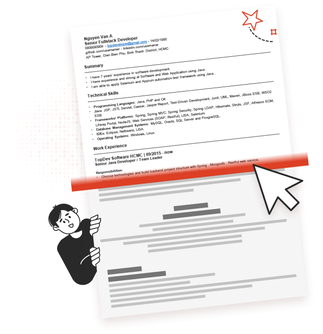Ảnh minh họa trình tạo TopDev CV